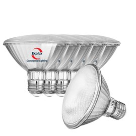 Explux Commercial-Grade LED PAR30 Short Neck Flood Light Bulbs, 75W Equivalent, 40000 Hours, Dimmable, Full-Glass Waterproof & Anti-Ageing, Daylight 5000K, 6-Pack