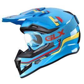 GLX GX623 Youth ATV/Dirt Bike Helmet Combo - Retro Blue, Small - DOT