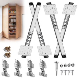 Hidden Pocket Door Slides,Pocket Slide Hinges for Installing Hidden Doors, Suitable for Cabinet Doors, Wardrobe Doors, Storage Cabinet Doors(Silver, 20in,Set 2)