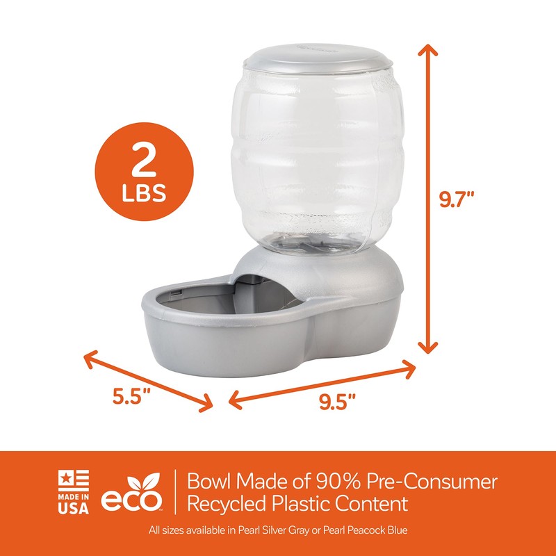 Petmate Replendish Feeder with Automatic Cat and Dog Feeder Grey,