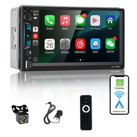 Hengweili Double Din Car Stereo 7 Inch Touchscreen Compatible with Wireless Apple CarPlay Android Auto Bluetooth Radio USB Type-C Rear-View Camera