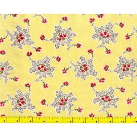 NA Red Rose Lacy Bouquets on Yellow By The Yard CFLYEL02225