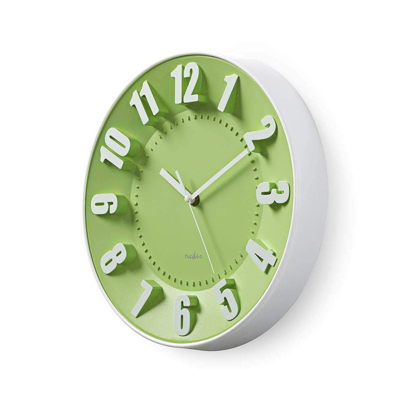 Nedis Large Wall Clock for Livingroom, Kitchen or Bedroom, Green