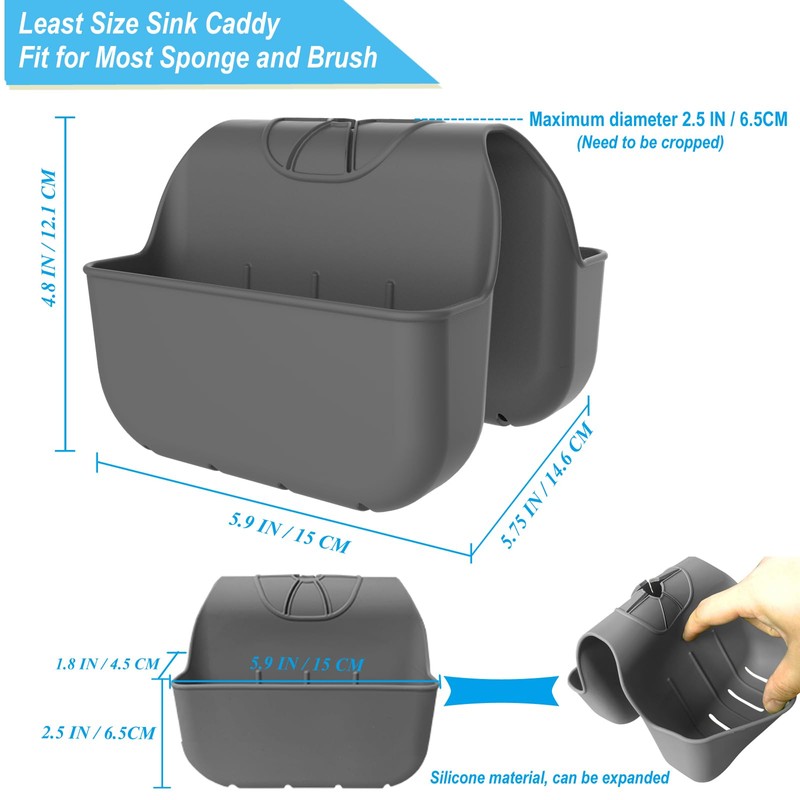 Sponge Holder for Kitchen Sink, Silicone Sink Saddle Caddy Organizer