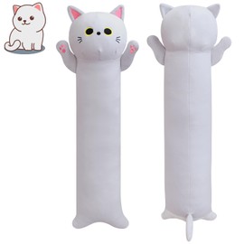 Desdfcer Cat Plush Hug Pillow Toy - Cat Plush Toys Cushion Toy - Cat Cushion Plush for All Ages - Gift for Christmas Birthday Children's Day (White-53 cm)