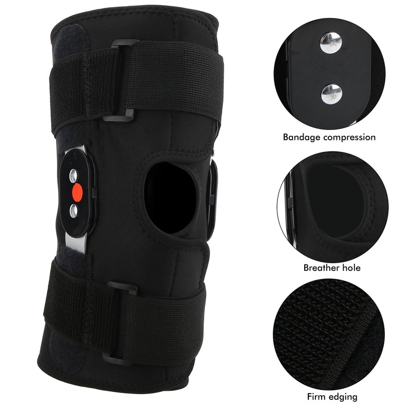 Hinged Knee Brace Support Adjustable Knee Joint Pads with Strap