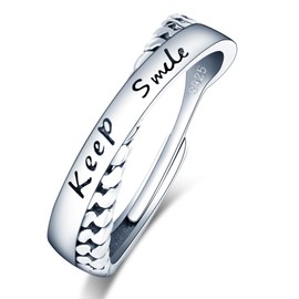 VIKILEE Women's Rings S925 Sterling Silver Rings Cross Stacked Twisted Rope Rings with Monogram Adjustable Size for Girlfriend Anniversary Valentine's Day, Silver