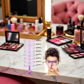 Eyebrow Template, Eyebrow Stencils, 8 Styles Reusable Brow Stencils with Handles and Straps, Reusable, DIY Makeup Tools