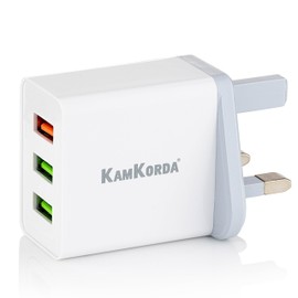KamKorda USB Plug Multi Port | 3 Port | USB Fast Charger Plug UK | Phone Charger plug | 3 Port USB Charger | Quick Charging