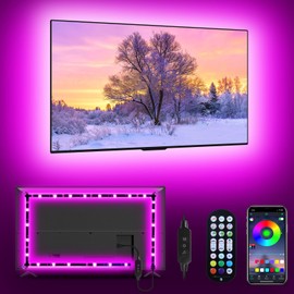 Daymeet LED Lights RGB Backlight, 16.4ft Strip for 65-85 inch TV Behind, Music Sync USB Bluetooth APP Remote Control Color Changing Light for Gaming Room