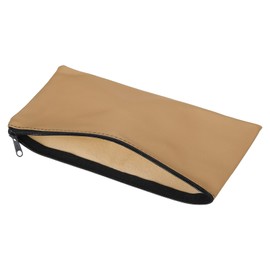 YOKIVE Waterproof Zip Pockets Faux Leather Pencil Case Money Storage Bag Cosmetic Organiser Case Ideal for Office (Khaki), White