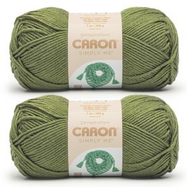 Caron Simply ME Peridot Yarn - 2 Pack of 200g/7 oz - 62% Acrylic 20% Nylon 18% Wool - #5 Bulky - 246 Yards - Knitting/Crochet