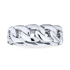 Unisex Solid Braided Celtic Eternity Band Knot Cable Cuban Curb Link Chain Rings Wedding Bands for Women Girls Men Boys .925 Sterling Silver 6MM