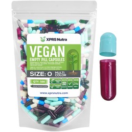 XPRS Nutra Cápsulas vacías tamaño 0-500 cápsulas veganas vacías - Pastillas vegetarianas - Relleno de cápsulas vegetales casero - Cápsulas de pastillas vegetales para preparar suplementos caseros