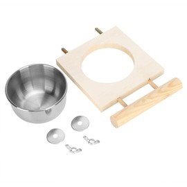 Comedero para pájaros Comedero para pájaros Plato de comida para pájaros Copas de gallinero de acero inoxidable Comederos para colgar loros con soporte Comedero para jaulas