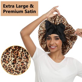 2pcs Large Silky Bonnets with tie Band Braid Bonnet, Satin Bonnet for Sleeping Curly Hair, B