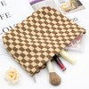 PAZIMIIK Knitted Checkered Makeup Bag Large Zipper Make Up Accessory