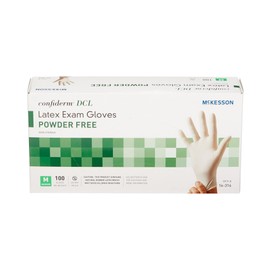 McKesson Confiderm DCL Latex Exam Gloves - Powder-Free, Ambidextrous, Non-Sterile - Ivory, Size Medium, 100 Count, 10 Boxes, 1000 Total