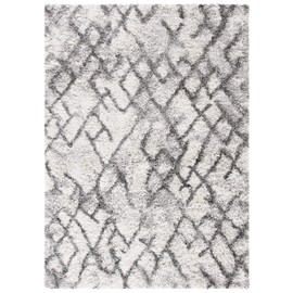SAFAVIEH Horizon Shag Collection Area Rug - 6' x 9', Grey & Ivory, Modern Abstract Design, Non-Shedding & Easy Care, 2-inch Thick Ideal for High Traffic Areas in Living Room, Bedroom (HZN894F)