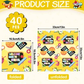 40Pcs Back to School Paper Napkins School Disposable Napkins Napkin Back to School Lunch Napkin for First Day of School Party Supplies Decoration