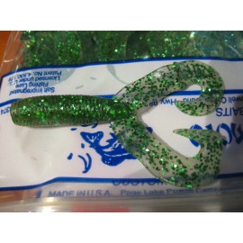 Gary Yamamoto Fishing Baits 4" Double Tail D/T Grub / Clear Green Flakes