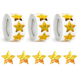 Holographic Gold Star Stickers 1 Inch Self Adhesive 1500 Pcs 3 Rolls