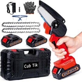 Mini Chainsaw Cordless 4 Inch Battery Powered Chainsaw One Hand Electric Chainsaw Handheld Portable Chainsaw for Tree Branch Wood Cutting
