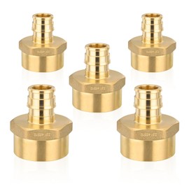 (5-Pack) Seelink PEX-A Expansion Fittings, PEX-A 3/4" x 1" Female Threaded NPT Adapter, Brass Expansion Pipe Fittings, for PEX Tubing Pipe Hose Fittings, ASTM F1960