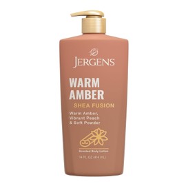 Jergens Warm Amber Shea Fusion, Loción Corporal Perfumada Para la Piel Seca, Loción Corporal Humectante con Manteca de Karité y Vitamina E, 414 ml