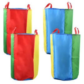 Pack of 4 Sack Bouncing Bags, Durable Kangaroo Jump Bag, Potato Racing Bags, Bouncy Bags, Colourful Sack Hops, Outdoor Play Set for Parties, Sports, Nursery, Beach, Garden Games, Balancing Game (S)
