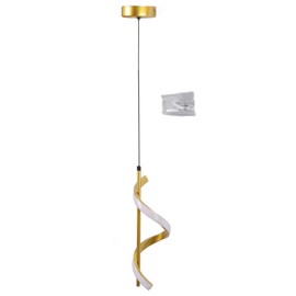 Spiral LED Pendant Light Gold Color High Brightness Eyes Protection LED Hanging Lamp for Living Room Cafe Family 85‑265V Warm Light