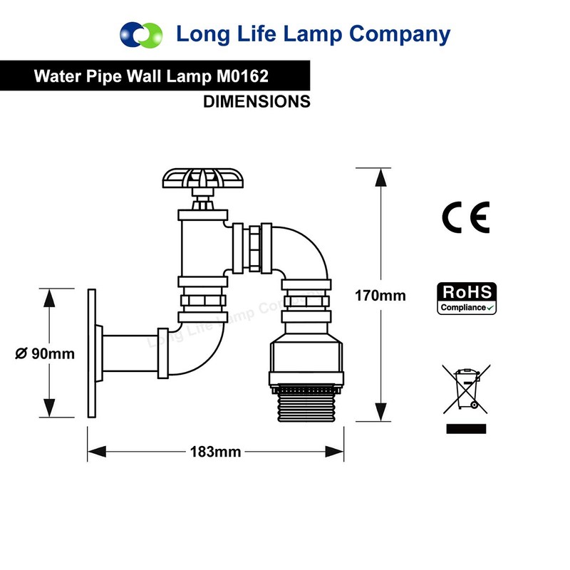 Vintage Water Pipe Wall Lamp Steampunk Industrial Iron Rust Retro