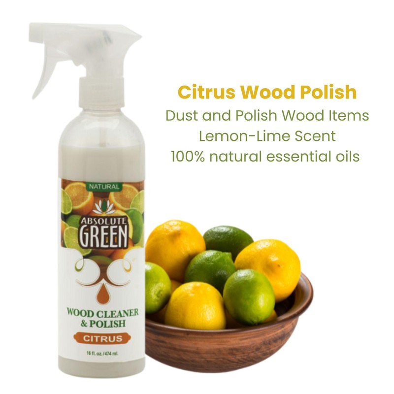 Absolute Green Citrus Wood Polish Cleaner Spray, Non-Toxic, Dust, Clean,