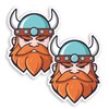 2 x 10cm Cartoon Viking Man Vinyl Stickers - Ginger