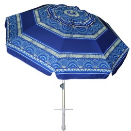 AMMSUN 7ft Heavy Duty High Wind Beach Umbrella with Sand Anchor & Tilt Sun Shelter, UPF50+ Protection Outdoor Sunshade Umbrellas and Parasols Carry Bag for Patio Garden Beach Pool Backyard