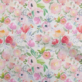 oneOone Cotton Jersey Red Fabric Floral Floral Sewing Craft Projects Fabric Prints by Meter 58 Inch Wide