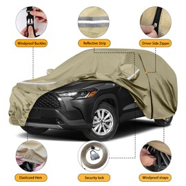 Waterproof Car Covers Replace for 2019-2024 Toyota Corolla Cross, Multilayer Heavy Duty with Cotton Liner All Weather Car Cover with Zipper Door, Windproof Bands for Snow Rain Dust Protection