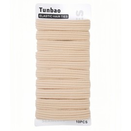 Tunbao Seamless Soft Hair Ties,Durable Thick Hair Bands,No Damage Elastic Ponytail Holders for All Hair Types,10 Pack,Beige