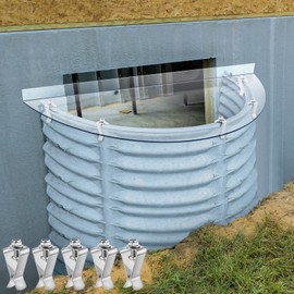 Vercraft 40" L x 16" W Basement Window Well Covers Clear Heavy Duty Polycarbonate Egress Window Cover Outside UV Resistant Waterproof Against Debris Window Cover Protects for Garden Yard