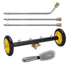 Undercarriage Pressure Washer Attachment, 2in1 Water Broom for Pressure Washer,Under Car Cleaner with 3 Extension Wands and Wheel Brush,4000 PSI
