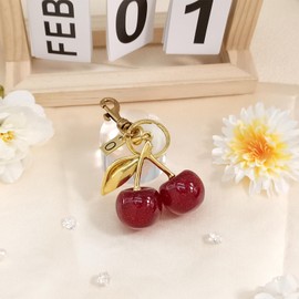 Beljeley Cute Cherry Bag Charm Keychain, Letter Purse Accessories for Women, Perfect for Handbags Car and Backpack Gifts O