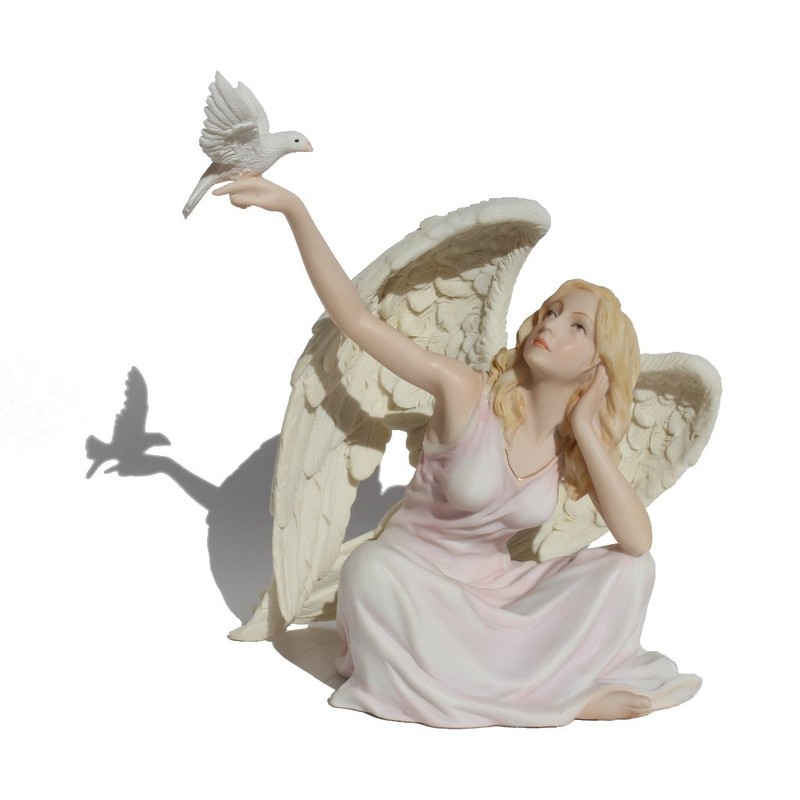 US 5.88 Inch Angel Sitting with Dove on Right Hand