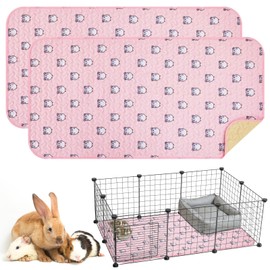 Huhumy 2 Pcs 47 x 24 Inch Guinea Pig Bedding Washable Guinea Pig Cage Liner Reusable Absorb Water Guinea Pig Mats Non Slip Guinea Pig Pads for Small Animals Hamster Rabbit Rat(Vivid Style)