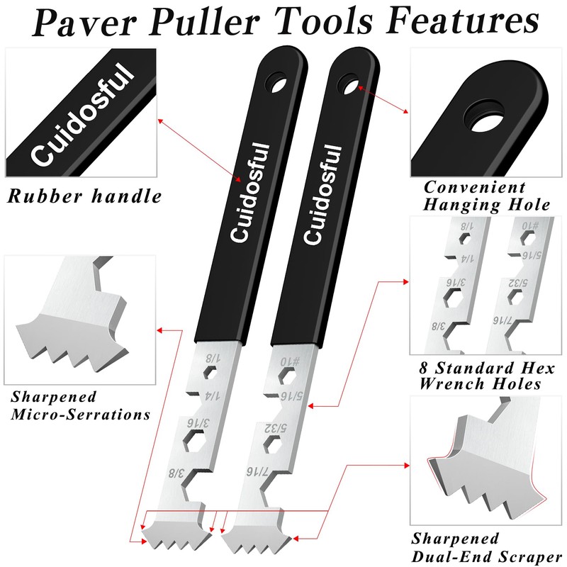 2-in-1 Paver Removal Tool with Hex Wrench, 2 Pcs Set