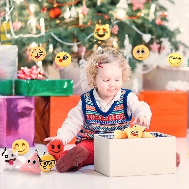 OHill 60 Pack Mini Plush Emoticon Keychain Mini Pillows Key