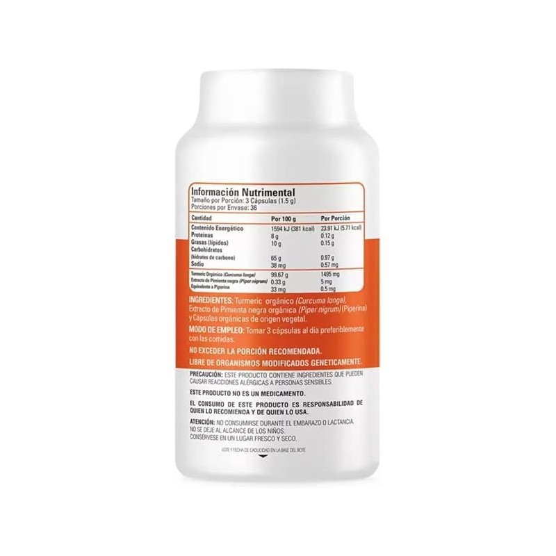 Organic Side Turmeric Curcuma con Pimienta Negra 110 Capsulas