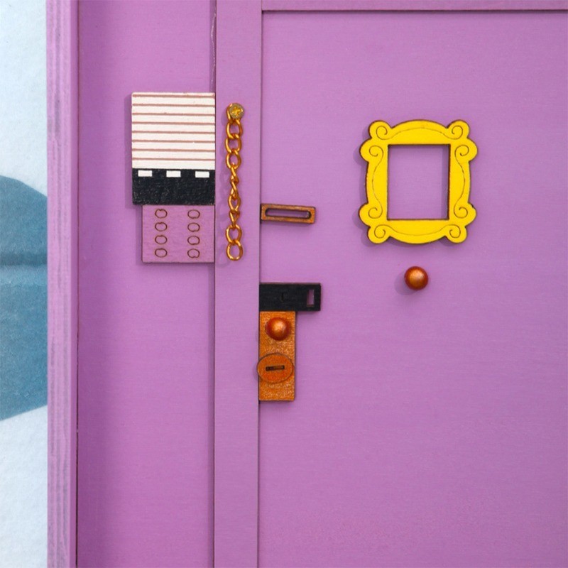 Wooden Purple Door Keychain Holder Hooks Storage Wall Hanger Shelf