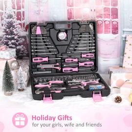 FASTPRO 225-Piece Pink Tool Set, SAE & Metric Mechanics Hand Tool Set with Toolbox, Home/Auto Repairing Tool Kit for DIY, Home Maintenance and Car Repairing