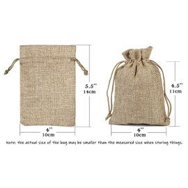 Hapdoo Lot of 100 Burlap Bags with Drawstring Gift Bags Jewelry Pouches Sacks for Wedding Party and DIY Craft, 5 x 3.5 Inches