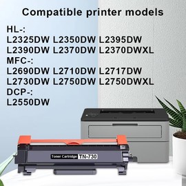 TN730 Compatible Toner Cartridges Replacement for Brother TN-760 TN-730 to Use with MFC-L2710DW MFC-L2750DW HL-L2350DW HL-L2370DW HL-L2395DW HL-L2390DW DCP-L2550DW (Black, 1 Pack)